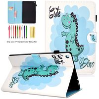 LittleMax Fire HD 10 Case, Colorful Synthetic Leather Kickstand Soft TPU Protective Auto Wake/Sleep Cover for Amazon Kindle Fire HD 10.1 Inch 7th Gen & 5th Gen -2 Cute Dinosaur
