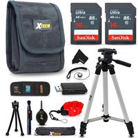 Xtech 32GB Accessories Bundle Kit for Canon Powershot SX730 HS, SX620 HS, SX720 HS, SX710 HS, SX610 HS Includes 32GB Memory Card, Camera Case, 50 inch Tripod, Card Reader, Floating Strap + More