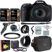 Canon PowerShot SX540 HS Digital Camera + 2X 32GB Memory Card + Camera Bag + Replacement Battery + USB Card Reader + Screen Protectors + Cleaning Kit + Accessories