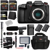 PANASONIC LUMIX GH5s Body 4K Mirrorless Camera, 2X 64GB Memory Cards, 2X Spare Battery, Professional Video LED Light, Microphone, Accessory Bundle
