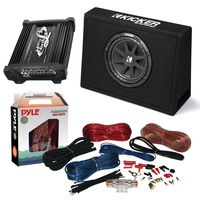 Car Subwoofer And Amp Combo: Kicker 10TC104 Comp 10" 300W Audio Subwoofer Bundle With Lanzar HTG137 2000W Mono Block Mosfet Stereo Amplifier + Pyle PLMRAKT8 8 Gauge Marine Amplifier Installation Kit
