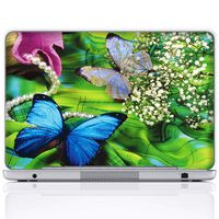 Meffort Inc 15 15.6 Inch Laptop Notebook Skin Sticker Cover Art Decal (Included 2 Wrist pad) - Green Blue Butterfly