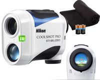 Nikon Coolshot Pro Stabilized Golf Laser Rangefinder Bundle | Includes Nikon Coolshot Pro, Case, PlayBetter Microfiber Towel, Two (2) CR2 Batteries | Stabilization Technology, Slope, Tournament Legal