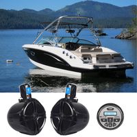 (2) Rockville 8" 300w Marine Wakeboard Tower Speakers+Bluetooth Gauge Receiver