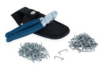 Southern 94 Hog Ring Pliers Angled and Galvanized with 200 Rings and Belt Case - 100 Small Rings and 100 Large Rings for Upholstery, Fencing, Sausage Casing, Cages, Railing and More
