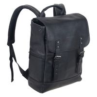 Kenneth Cole Reaction Colombian Leather Single Compartment Flapover 14.1" Laptop Backpack (RFID), Black