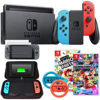 Nintendo Switch 32 GB Console with Neon Blue and Red Joy-Con + Party Games Bundle