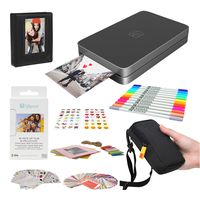 Lifeprint 2x3 Portable Photo and Video Printer (Black) Stickers Bundle