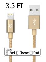 Volts Lightning Cable [Apple MFi Certified] 3.3ft Nylon Braided Charger with Aluminum Case on 8 pin Connector for iPhone 7/6 / 5 / 6s Plus, iPad, iPod - 1m Gold
