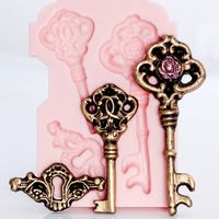 Victorian Rose Skeleton Key Silicone Mold, Food Safe Wedding Cake Decorating with Fondant, Chocolate, Candy, Craft Mold with Resin, Polymer Clay.