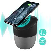 Wireless Bluetooth Speakers with Wireless Charger, Wireless Charging Stand Pad Bass Stereo Speakers Compatible with Android S8/S8plus S7, S7 Edge, X/XS/8/8plus, All Qi-Enabled Devices (Gray)
