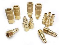 Tanya Hardware Coupler and Plug Kit (14 Piece), Industrial Type D, 1/4 in. NPT, Solid Brass Quick Connect Air Fittings Set