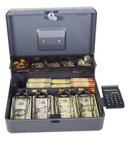 STEELMASTER Tiered Cash Box w/Calculator,11-13/16"W x 3-3/16"H x 9-7/16"D (2216194GC2)