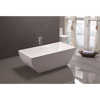 Vanity Art 59 Inch Freestanding Acrylic Bathtub | Modern Stand Alone Soaking Tub with Chrome Finish, UPC Certified, Slotted Overflow & Pop-up Drain - VA6821-S