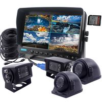 CAMSLEAD Heavy Truck Car Backup Camera System 9" Monitor Built-in DVR Recorder with Quad Split Screen High Hardness & Earthquake-Resistant Side Camera Rear View Camera Monitor Kit for Truck Van Carava