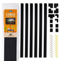 Simple Cord Black Cable Concealer On-Wall Cord Cover Raceway Kit - Cable Management System to Hide Cables, Cords, or Wires - Cord Organizer for TVs and Computers at Home or in The Office