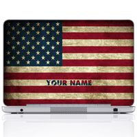 Meffort Inc Personalized Laptop Notebook Notebook Skin Sticker Cover Art Decal, Customize Your Name (13 Inch, USA Flag)