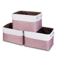Awekris Large Storage Basket Bin Set [3-Pack] Storage Cube Box Foldable Canvas Fabric Collapsible Organizer with Handles for Home Office Closet, (Red)