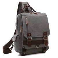 Unisex Lightweight Multi Pockets Canvas Small Day Bag School Backpack Vintage Travel Hiking Rucksack for Men/Women Daypack