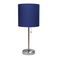 Limelights LT2024-NAV Stick Lamp with Charging Outlet and Fabric Shade, Navy
