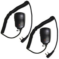 HQRP 2-Pack 2 Pin PTT Mini Speaker Mic for Kenwood TK-2212, TK-2212K, TK-2302, TK-2312 + HQRP UV Meter
