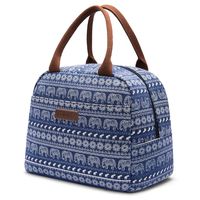 LOKASS Lunch Bag Cooler Bag Women Tote Bag Insulated Lunch Box Water-resistant Thermal Lunch Bag Soft Liner Lunch Bags for women/Picnic/Boating/Beach/Fishing/Work (Blue+Elephant)