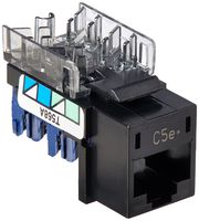 Hubbell HXJ5EBK XCELERATOR Series RJ Jack, CAT5E, 8 Position, Universal 586A/B Wiring, Black (Pack of 25)