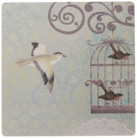 3dRose 8 x 8 x 0.25 Inches Mouse Pad, Vintage Birds and Cage (mp_151173_1)