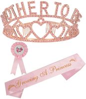 Mother To Be Tiara Hearts Crown Pink, Baby Shower for Girl, Growing A Princess Sash, Dad To Be Pin, Pink Baby Shower Party Favors Decorations Gift for Girl