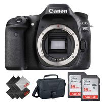 Canon EOS 80D DSLR Camera (Body Only) + Pro Accessories Bundle