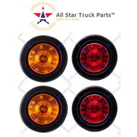 2.5" Round 12 LED Light Truck Trailer Side Marker Clearance Kit 2 Red & 2 Amber