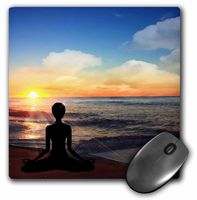 3dRose LLC 8 x 8 x 0.25 Inches Mouse Pad, Yoga Lotus Position on The Beach at Sunset (mp_62907_1)