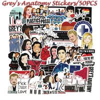 50pcs Grey's Anatomy TV Show Fans Stickers for Laptop Water Bottle Luggage Snowboard Bicycle Skateboard Decal for Kids Teens Adult Waterproof Aesthetic Stickers (Grey's Anatomy)