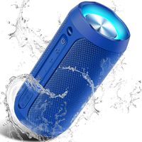 COOCHEER Wireless Speaker Bluetooth, 24W Bluetooth Portable Speaker with Party Light, IP67 Waterproof Portable Wireless Speakers for Outdoor, TWS, 20+Hour Playtime, Built-in mic,Dustproof-Blue