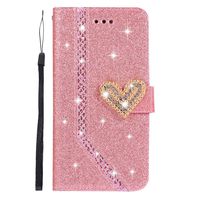 iPhone 7 / iPhone 8 Case, UNEXTATI Bling Diamonds Glitter PU Leather Fold Wallet Flip Stand Protective Case Cover with Magnetic Closure and Card Slots for Girls and Women, Pink