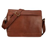 Finelaer Men Leather Flap Over 13.5 inch Messenger Bag
