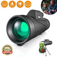 Best Compact 12x50 High Power Monocular Telescope Water Proof Shock Resistant BAK4 Prism for Bird Watching, Spotting, Hiking, Camping, and Hunting, Includes Free Tripod and Phone Adapter Clip