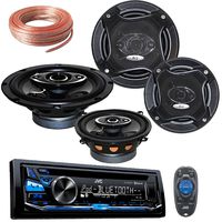 Package Bundle - JVC KD-RD87BT USB/AUX/CD Pandora USB Bluetooth Receiver With Pair of K65.4 6.5-Inchs 6-1/2" 400W 4-Way + Pair Of K-55.3S 5.25-INCHS 5-1/4" 280W 3-Way / 4 Speakers + 100Ft Cable