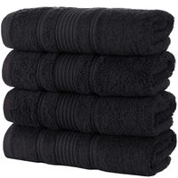 Qute Home Hand Towels - 4 Pack, (16 x 30 inches) | 100% Turkish Cotton | Super Soft Highly Absorbent | Spa & Hotel Quality Towels (Black)