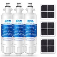 GOLDEN ICEPURE LT700P NSF Certified Refrigerator Water Filter, Compatible with LG LT700P, ADQ36006101, and LT120F, Kenmore Elite 469918 Water Filter and Air Filter Combo (3-Pack)