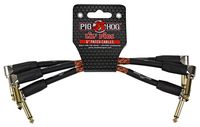 Pig Hog PHLIL6CP Lil' Pigs Right-Angle 1/4" Vintage Western Plaid Instrument Patch Cables, 6" (3 Pack)