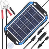 SUNER POWER 12V Solar Car Battery Charger & Maintainer - Portable 6W Solar Panel Trickle Charging Kit for Automotive, Motorcycle, Boat, Marine, RV, Trailer, Powersports, Snowmobile, etc.