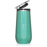 BrüMate 12oz Insulated Champagne Flute With Flip-Top Lid - Made With Vacuum Insulated Stainless Steel (Glitter Peacock)