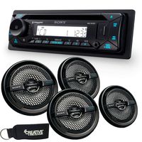Sony MEX-M72BT Marine Bluetooth/CD Receiver & Two Pairs of XS-MP1611B Black 6.5" Marine Dual Cone Speakers