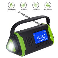 NOAA Wather Alert Radio Emergency Radio Hand Crank Solar Portable Radio Digital AM/FM Radio with AUX Iutput, Bright Flashlight, 4000mAh Battery Capacity, LCD Screen and SOS Alarm(Green)