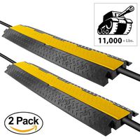 Pyle Ramp-1 Channel Rubber Floor Cord Concealer-Heavy Duty Cable Protector Wire/Hose/Pipe Hider Driveway Protective Covering Armor PCBLCO102X2 (Pair), Black and Yellow