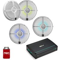 Wet Sounds - Two Pairs of RECON8-XWW-RGB White LED 8" Speakers and A Kicker KXMA400.4 Marine Amplifier