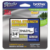 Brother 3/4 Inch x 26.2 Feet Black on White Tape with Super Strong Adhesive (TZS241)