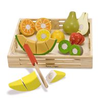 Melissa & Doug Cutting Fruit Set - The Original (Wooden Play Food Kids Toy, Wooden Crate, 17 Pieces, Great Gift for Girls and Boys - Best for 3, 4, and 5 Year Olds)