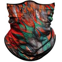 Obacle Seamless Bandana for Rave Face Mask Dust Wind UV Sun Protection Neck Gaiter Tube Mask for Women Men Festival Party Motorcycle Riding Fishing Hunting (Feather Light Red Green)